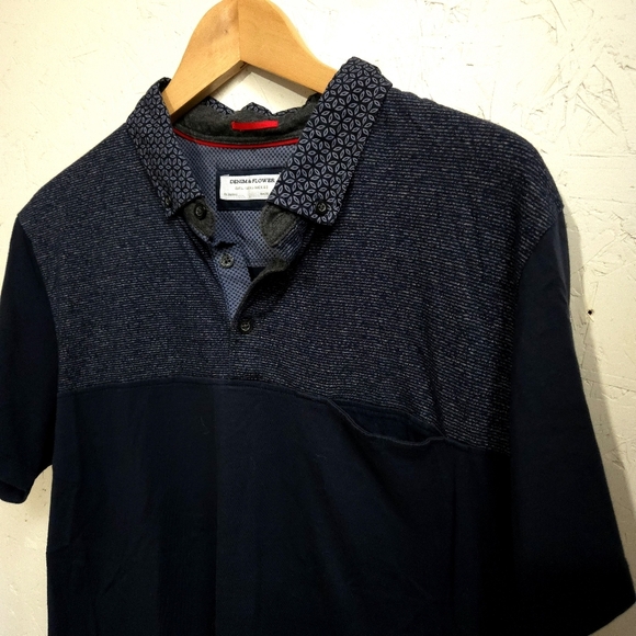 Denim & Flower | Men's Navy Polo Shirt - Picture 3 of 8